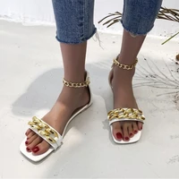 womens sandals metal decoration fashion square toe sandals outdoor open toe flat sandals large size womens lightweight sandals