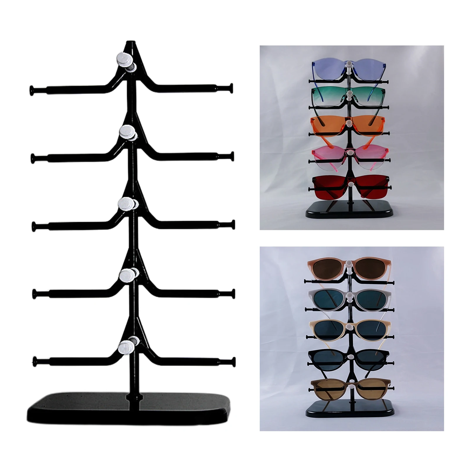 

One-Row Sunglasses Display Rack Eyeglass Glasses Stand Holder, Simple Installation, Rotational Style and Easy Disassembly