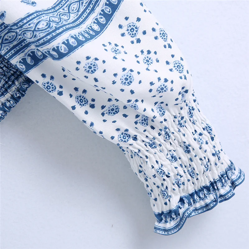 

Square collar casual blouse for lady Floral print puff sleeve shirt female summer 2021 Elegant vintage chic shirt women