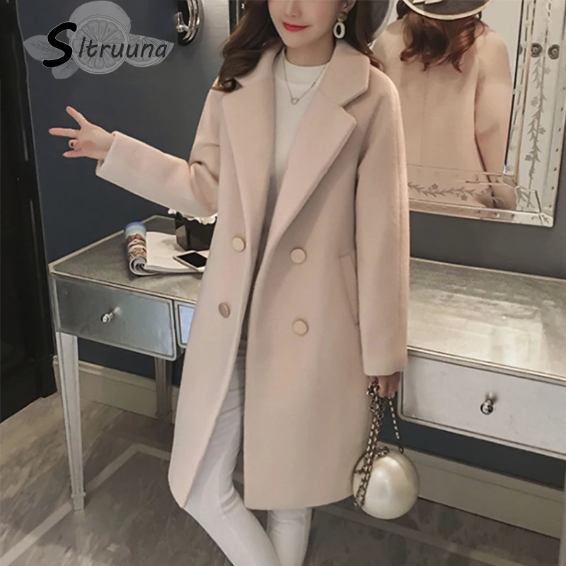 Sitruuna 2019 Winter Slim Plus Cotton Long Wool Blends Coat Women Hardy Solid Warm Thick Office Work Lady Coats | Женская одежда