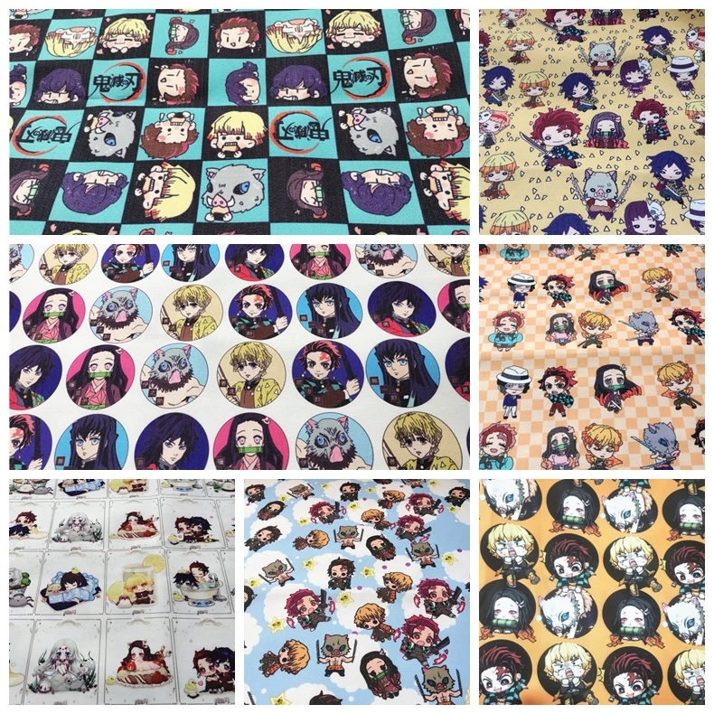 ZENGA 50*140cm Anime Demon Slayer: Kimetsu no Yaiba Hashibira Kochou Shinobu Kanroji Kamado Canvas Fabric Cotton Patchwork Tissu | Дом и сад