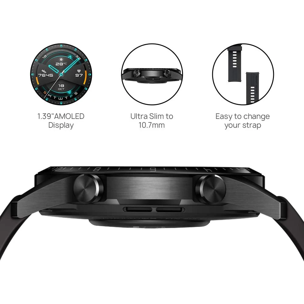 Huawei Watch GT 2 | Смарт-часы с 3D изогнутым AMOLED экраном для мужчин и женщин Поддержка