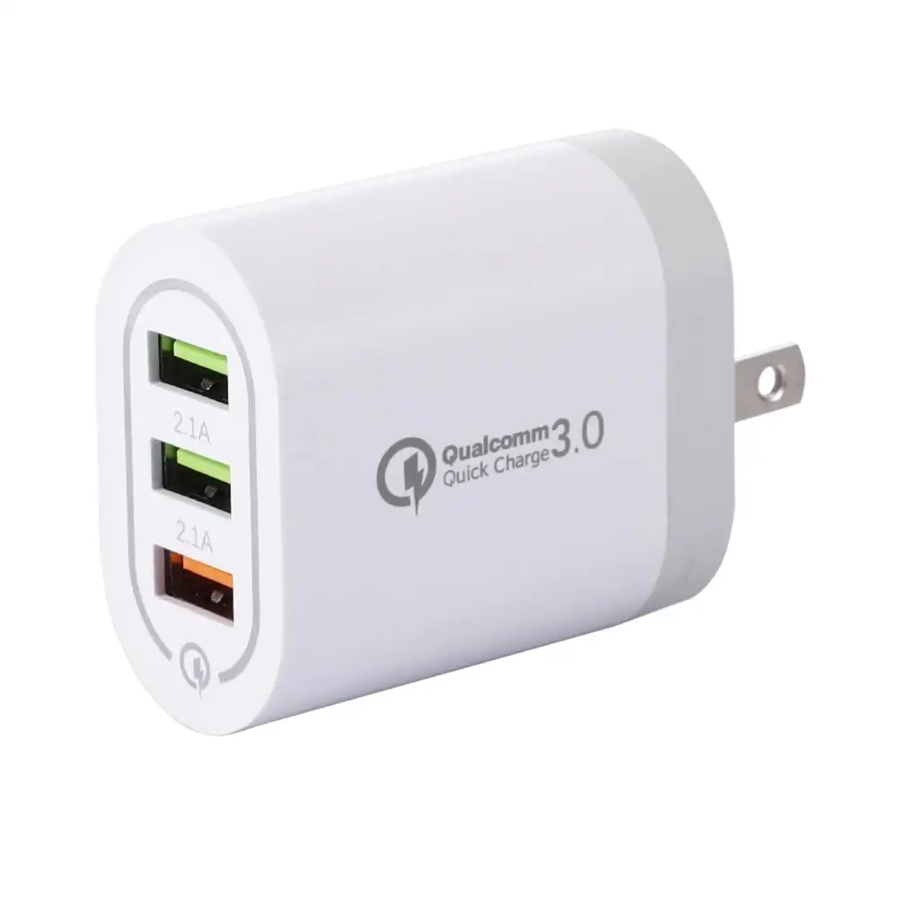 

Portable Travel 3 USB Port QC 3.0 Fast Charging Wall Plug-in Charger Adapter