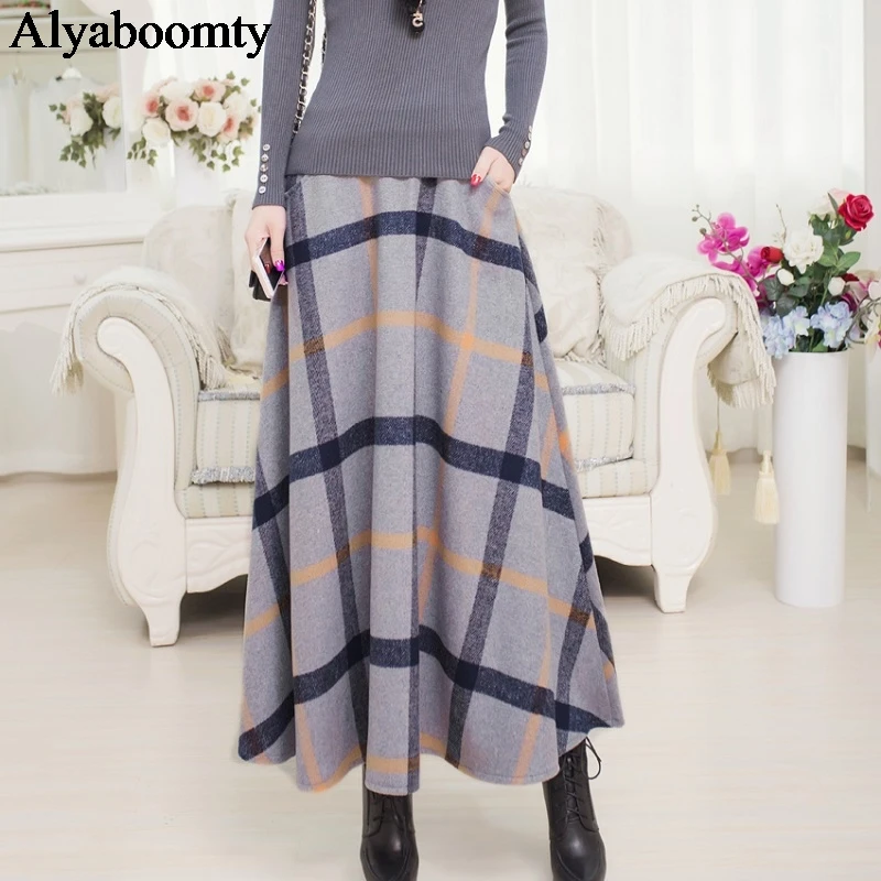 Корейская шикарная осенне-зимняя женская длинная юбка макси с высокой талией
