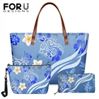 FORUDESIGNS Гавайская морская черепаха и Плюмерия с цветочным принтом женские большие сумки и кошельки Capcity 3 шт. Женские повседневные клатчи