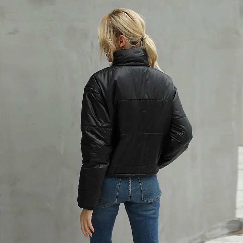 

Winter Thick Warm Short Parkas Women Fashion Black Lightweight Coats Women Elegant Zipper Cotton Jackets Female Ladies Outwear