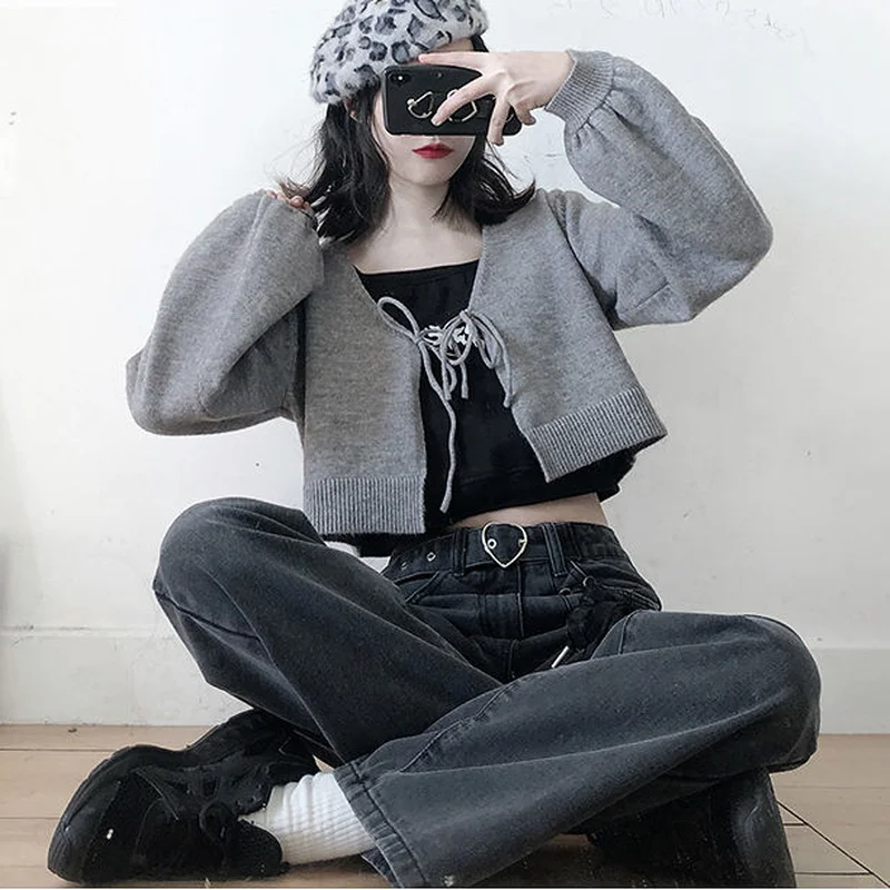 

Jeans Women Chic Denim Femme Bandage Ulzzang Street Style Spring Vintage Baggy Leisure Fashion Design All-match Wide Leg Trouser