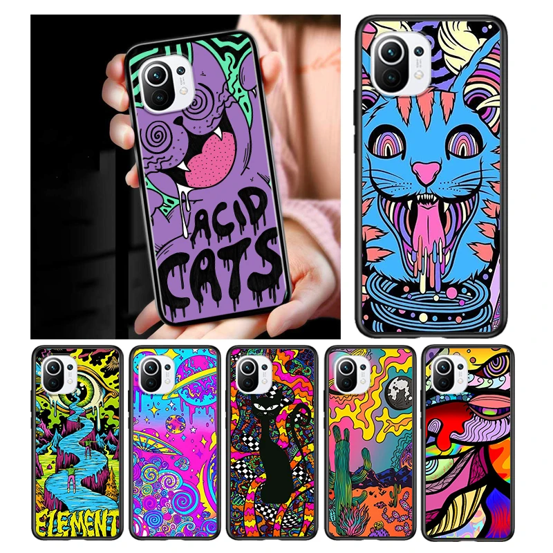 

Psychedelic Trippy Art for Xiaomi Mi 11 10 Ultra 11T 10T Note10 Pro Lite 11i 10i 10S 5G Soft Black Phone Case Cover