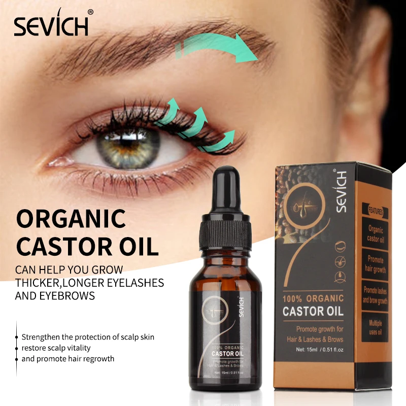 

SEVICH Organic Castor Oil Eyelashes Growth Serum Hair Treatment Eyebrow Fast Growth Liquid Essential Oil Eyelash Enhancer 15ml