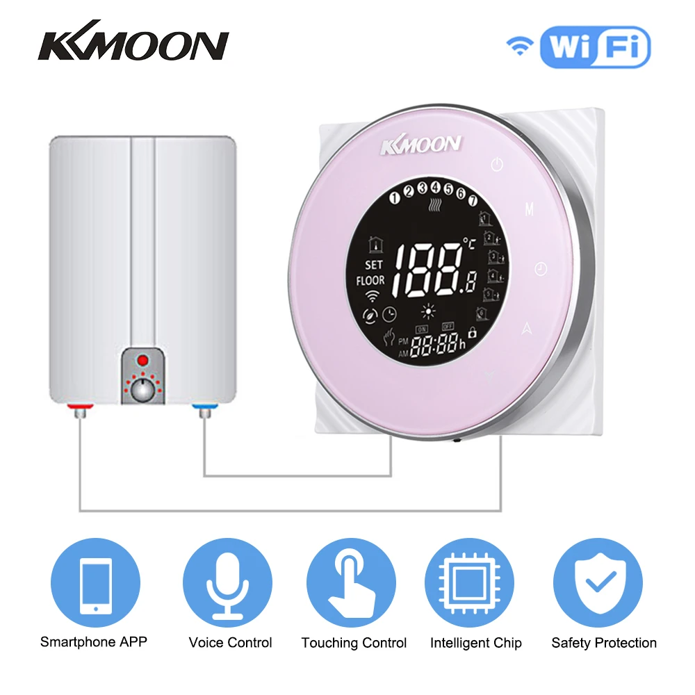 KKmoon, умный цифровой водно-газовый котел, термостат, Wi-Fi, голосовое управление, сенсорный ЖК-дисплей, комнатный контроль температуры - Цвет: type 2