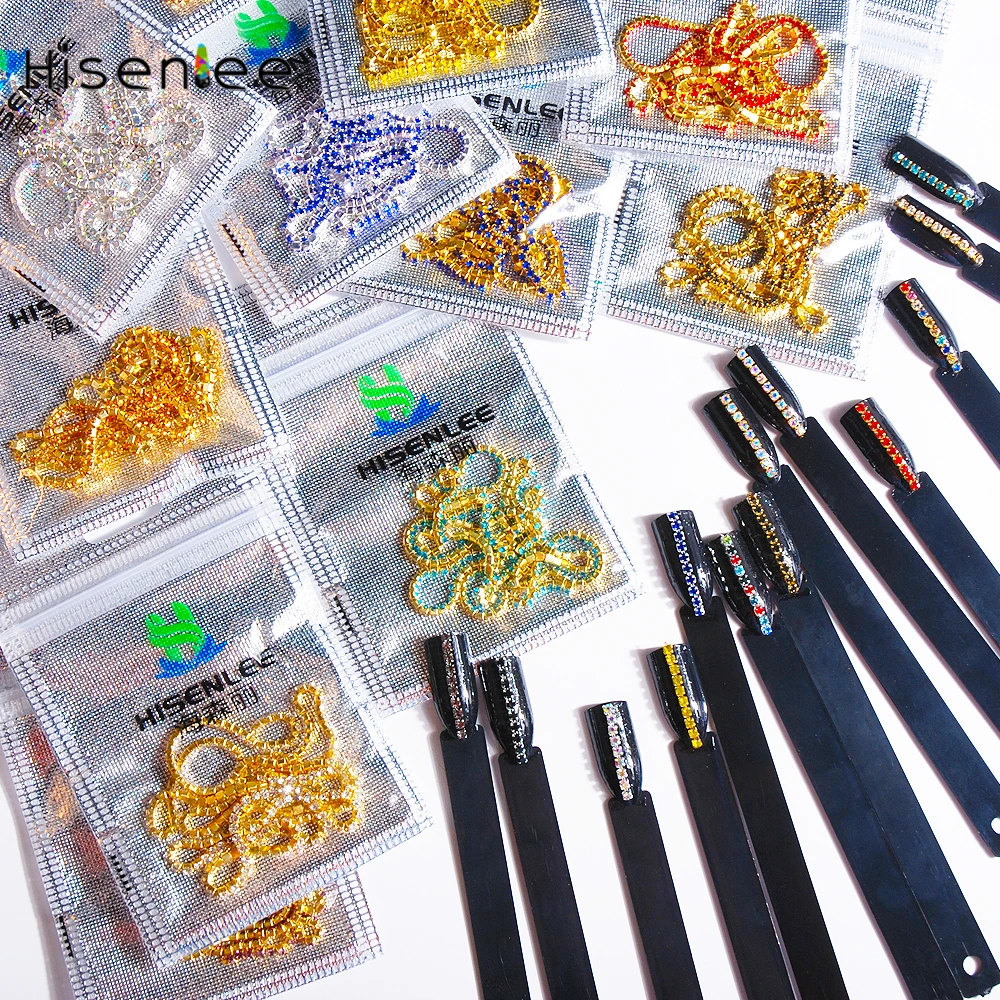 

SS6 2mm 60CM / Bag High Quality Single Claw Nail Chain Glass Rhinestone 3D Fashion Charm DIY Nail Art Decoration