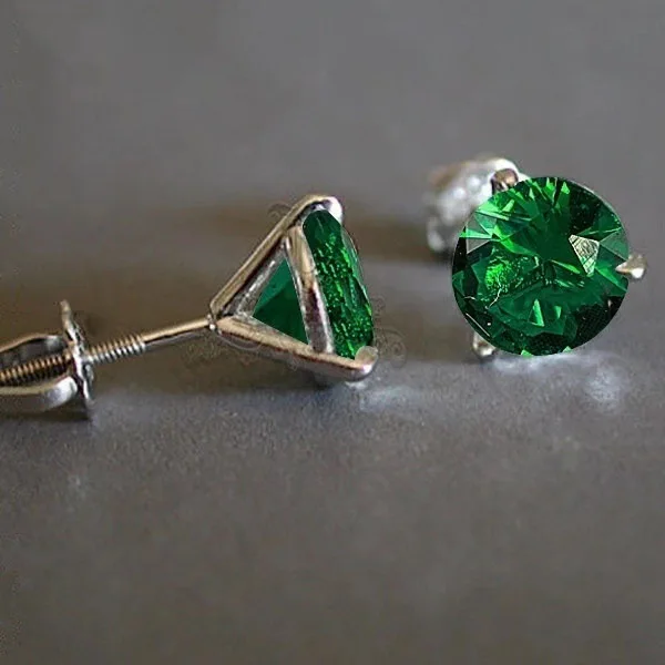 Solid 925 Sterling Silver Color Garnet Earring Natural Emerald and White Diamond Gemstone Bizuteria Silver 925 Jewelry Oorbellen