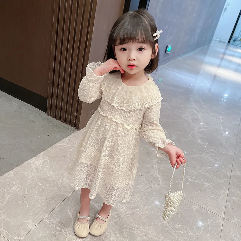 

Платье для девочек, детское платье, 2022 бежевое, весна-осень, школьная форма для малышей, платья, Рождественская хлопковая детская одежда
