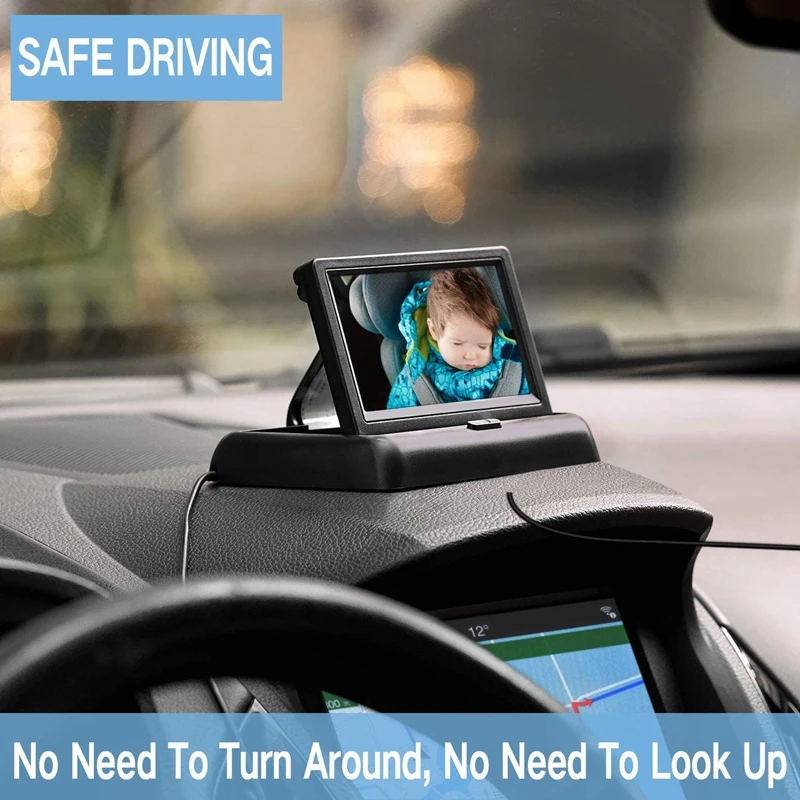 

Baby Car Mirror 4.3Inch HD Night Vision Car Mirror Display Safety Seat Camera Monitored Rearview Mirror