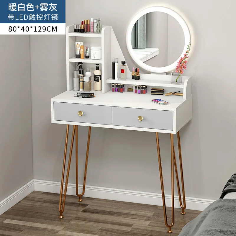 

80cm LED Light Luxury Master Bedroom Dresser Furniture Bedroom Simple Storage Cabinet Web Celebrity Ins Air Dressing Table Table