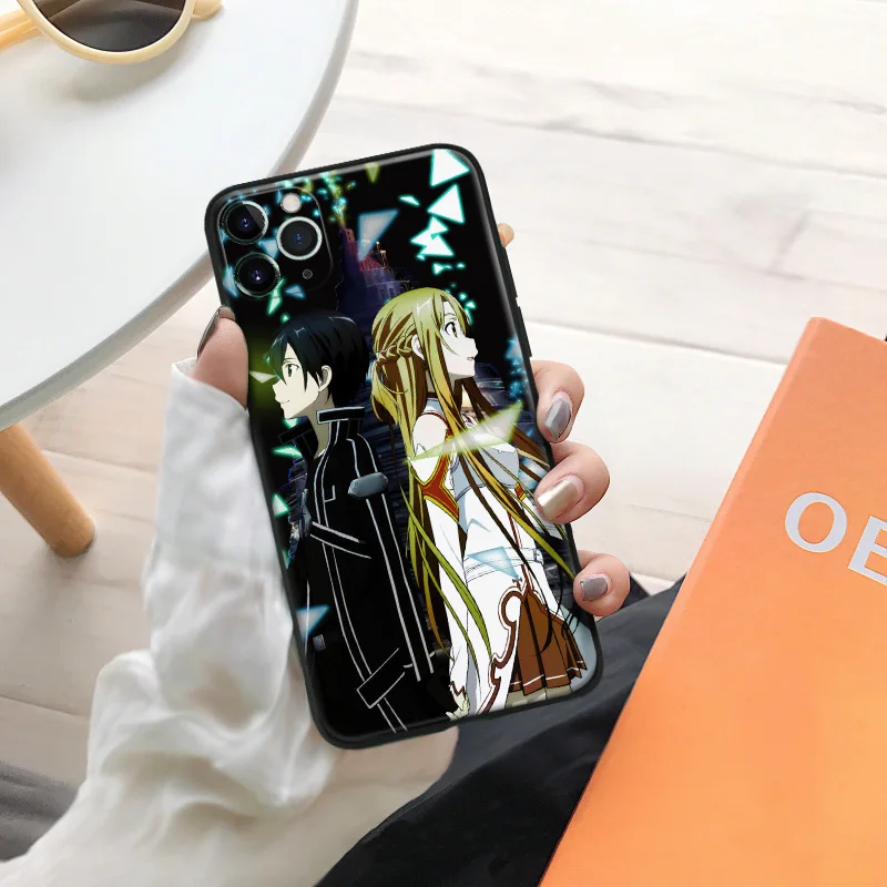 sword art online asuna kirito anime for iphone se 6 6s 7 8 plus x xr xs 11 pro max soft silicone phone case cover shell free global shipping