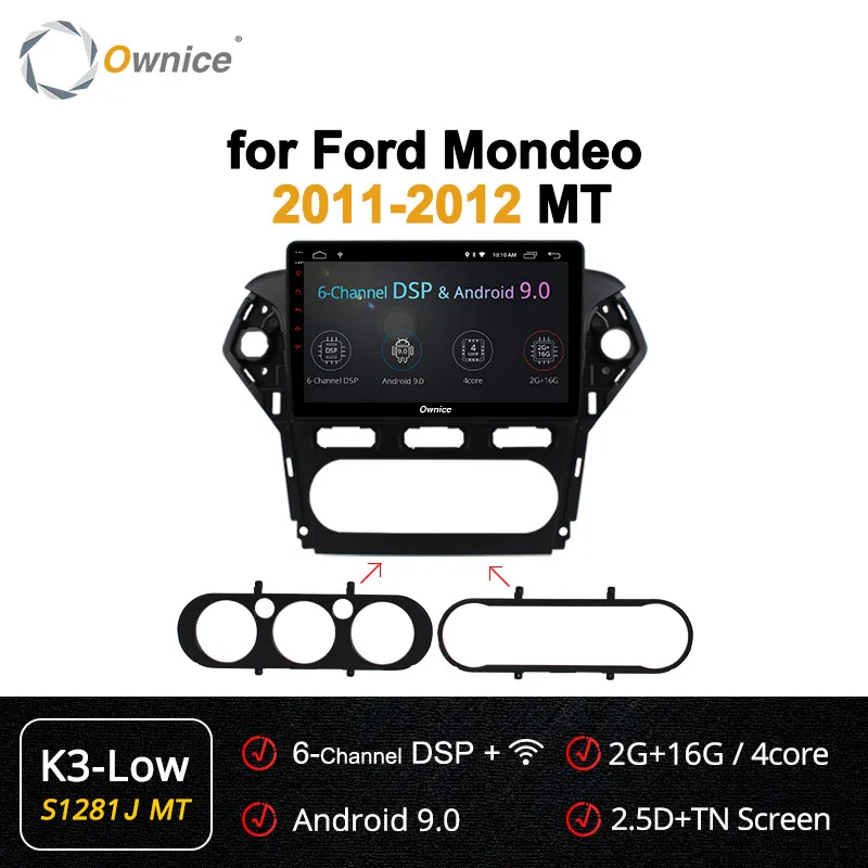 Ownice k3 k5 k6 Android 9,0 4G+ 64G 360 Panorama автомобильный dvd-плеер gps навигация радио для Ford Mondeo 2011-2012 4G DSP оптический - Цвет: S1281-1 k3 Low