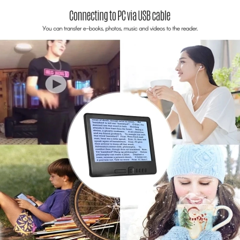 

Portable 7 Inch 800 x 480P E-Reader Color Sn Glare-Free Built-In 4GB Memory Storage Backlight Battery Support Photo Viewing/