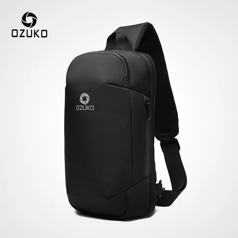 OZUKO, новинка, мужские сумки через плечо с защитой от кражи, модные мужские 9,7 дюймов, iPad, сумка через плечо, зарядка через usb, водонепроницаемая, слинг, нагрудная сумка