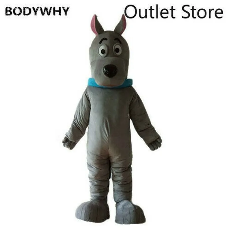 Серый цвет собаки Костюм талисмана Косплэй пушистый костюм Вечерние игры