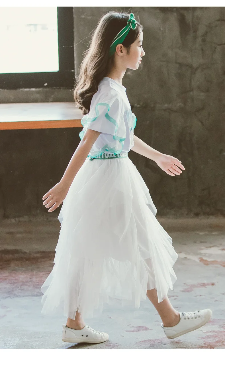 2018 новые летние комплекты одежды для девочек одежда маленьких 6 8 10 12 14 лет белые