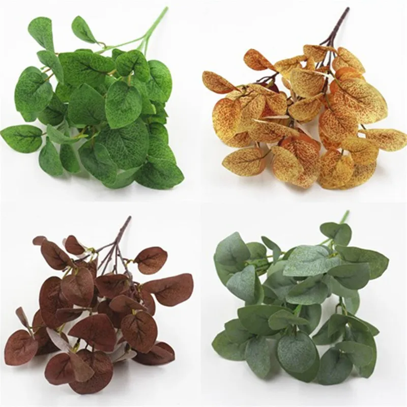 

5 fork Silk Eucalyptus Leaf Artificial Green Plant Flower Fake Flower Bouquet Wedding Wall Decoration