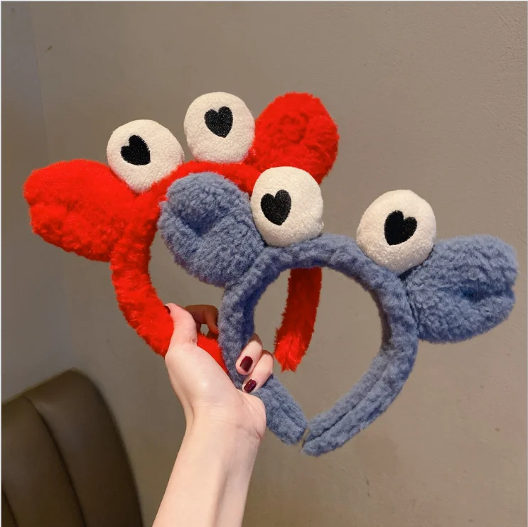 

Women hairbands Cartoon little crab headbands female cute wash hair with headdress plush