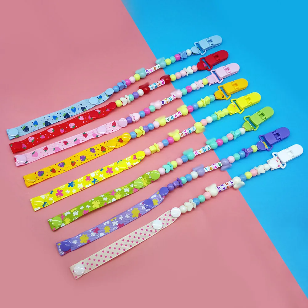 

Lovely Cartoon Fixed Button Baby Pacifier Clip Chain Ribbon Dummy Soother Holder Chain Adjustable Anti-drop Buckle Strap Chain