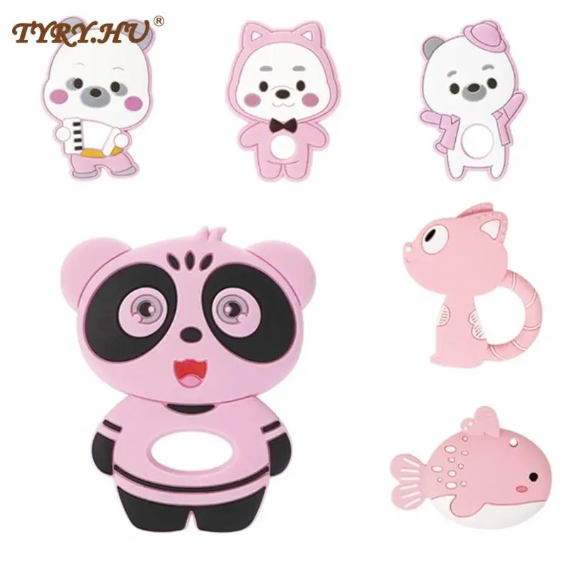 

TYRY.HU 1PC Rodent Carton Animals Silicone Bear Teethers Toy Food Grade Silicone Baby DIY Pacifier Chains Bpa Free Baby Product