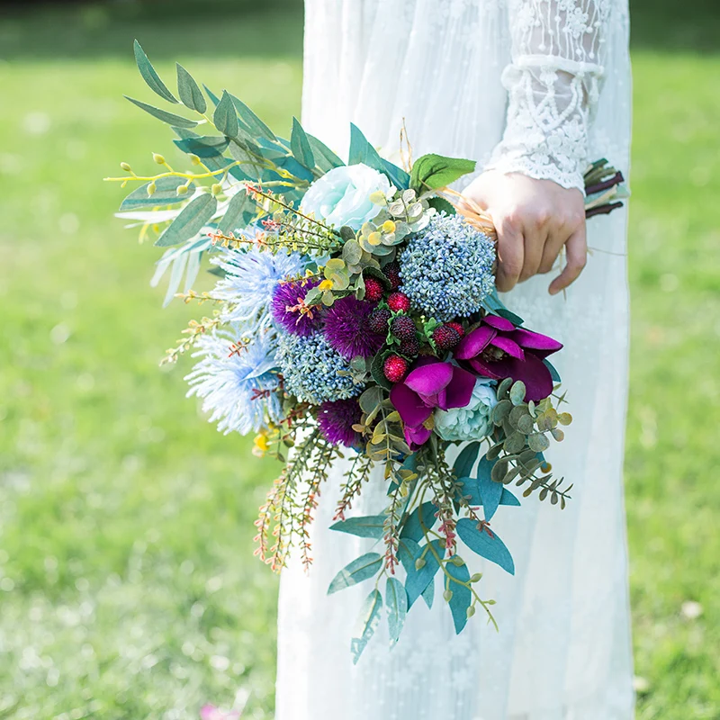 JaneVini 2020 элегантный свадебный букет ручной работы Шелковые Розы Гортензия