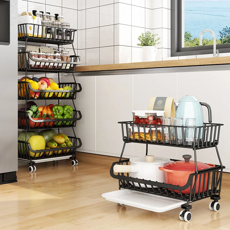 

Kitchen vegetable shelf folding floor storage basket stainless steel rigid frame household fruit and vegetable basket