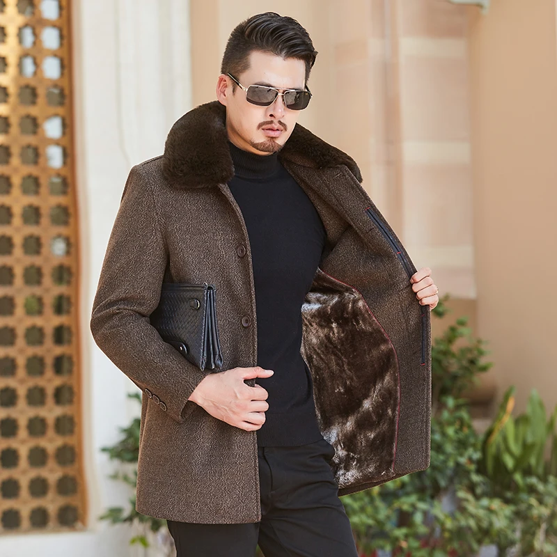 Зимняя шерстяная куртка мужское шерстяное облегающее пальто в повседневном