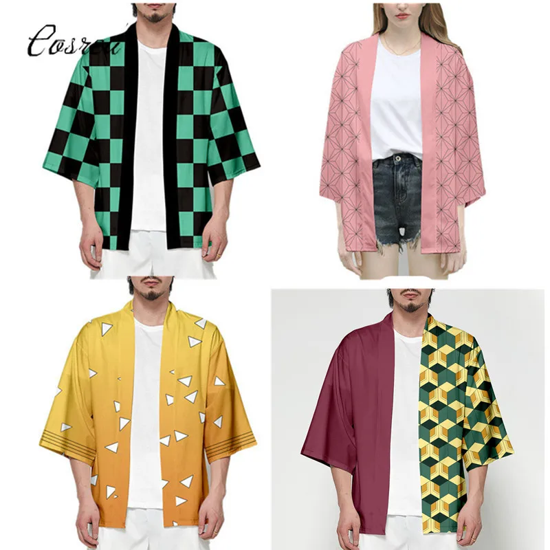 Anime Demon Killer Tiny Cosplay Costumes Kimono Tanjirou Kamado Nezuko Agatsuma Zenitsu Halloween Man Adult Kids | Мужская одежда
