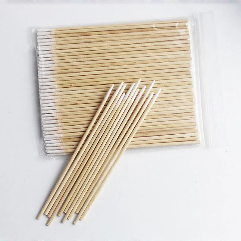 100/300/500 stücke Holz Baumwolle Tupfer Kosmetik Permanent Make-Up Ohr Sauber Sticks Knospen Micro Pinsel Wimpern Kleber entfernen Werkzeug – Detail 1