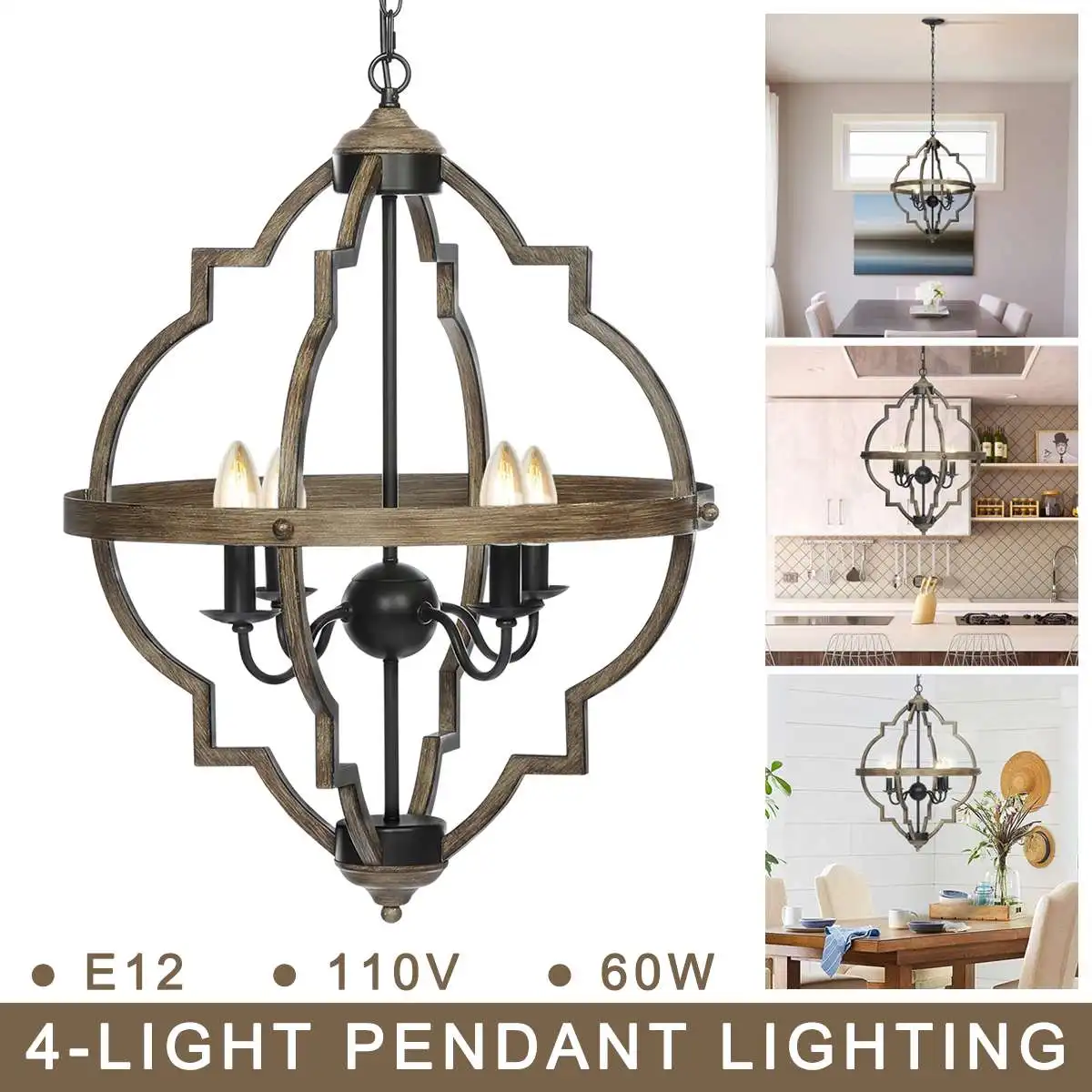 

Wood Grain Color Chandelier Retro Chandeliers For Living Room Bedroom Loft Lustre Bois Vintage Home Decor American Country Rural