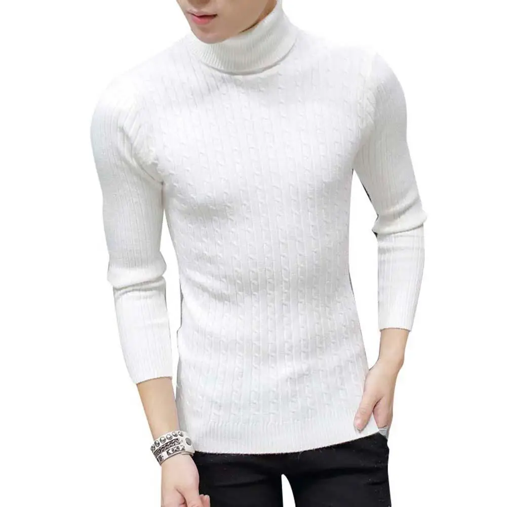 

2020 New Men's Shirt Tops Slim Thicken Warm Turtleneck Solid Color Long Sleeve Knitted Sweater Top Male T Shirts Spring Autumn