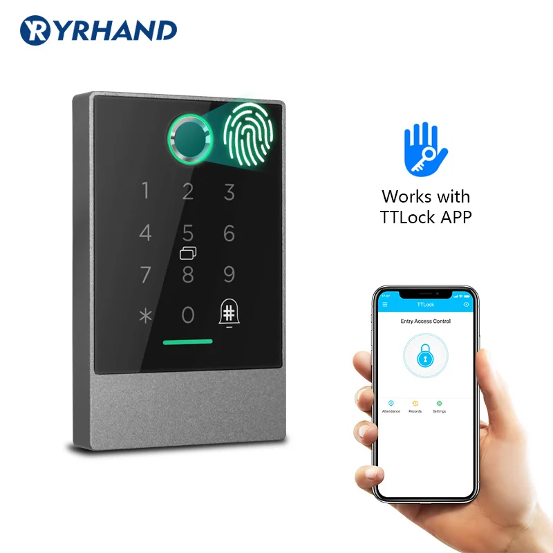 

Smart Phone Bluetooth TTlock App Control Door Access Control System Fingerprint Card Reader