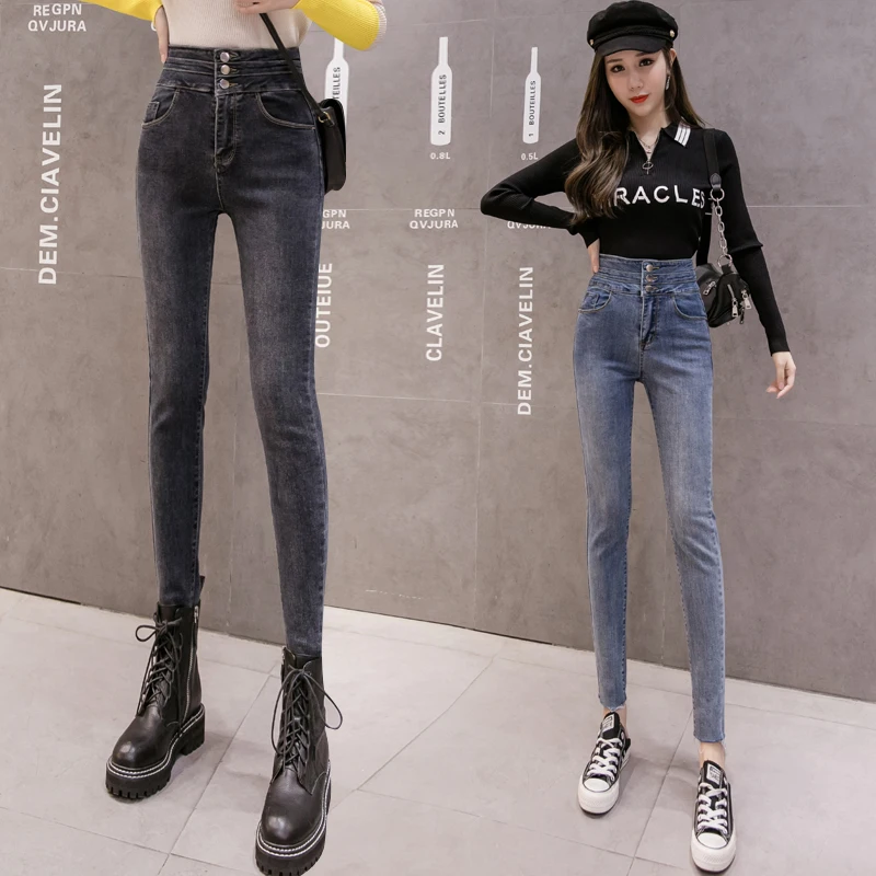 

2020 new spring tide ins web celebrity high female foot of cultivate one's morality show thin waist tight jeans trousers