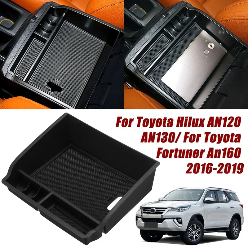 

Car Central Armrest Storage Box Stowing Tidying for Toyota Hilux AN120 AN130 Fortuner An160 2016-2019 2017 2018