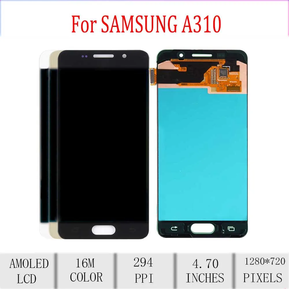 Amoled для samsung A310 ЖК-дисплей с сенсорным экраном дигитайзер в сборе для samsung Galaxy A3 Замена дисплея A310F A310M