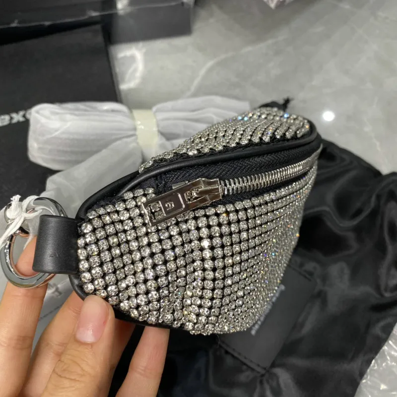 

Luxury Designer Brand Fashion Women King Diamond Waist Bag Full Diamond Bag Chain Diagonal One Shoulder Diamond Chest Bag A2