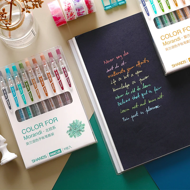 9-color Set Morandi Colorful Hand Account Pen Core Gel Kawaii Student Notebook Painting Writing Supplies Learning Stationery | Канцтовары