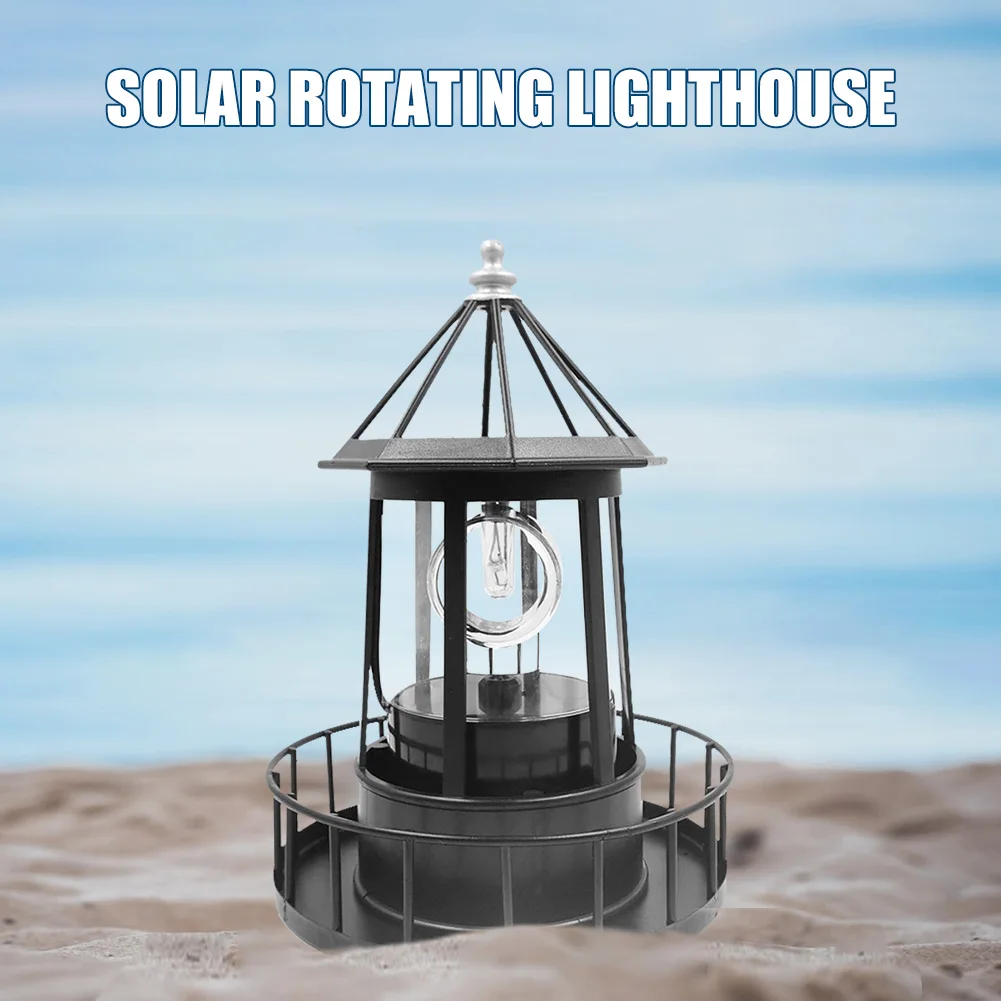 

Classic Texture Lighthouse Shape Solar LED Lights Garden Lawn Outdoor Beam Rotating Beacon Lamps Outdoor Houhold Decoration