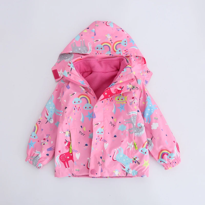 Новинка Весенние куртки и пальто для девочек Детские ветровки с единорогом