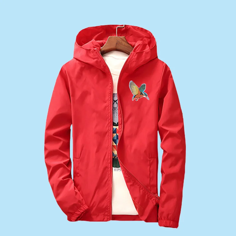 Дропшиппинг вышивка животные птицы с капюшоном ветровка мужская женская плюс