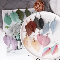 korean fashion leaf simple single layer hollow out paint alloy individuality for party earrings jewelry women