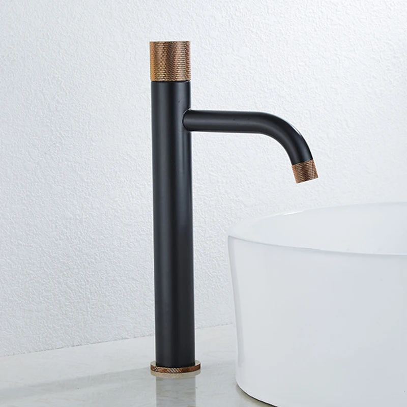 Матовый черный и золотой круглый сетчатый кран для раковины латунный ванной