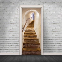 three dimensional staircase stickers 3d simulation door stickers removable bedroom living room diy renovation wallpaper easy