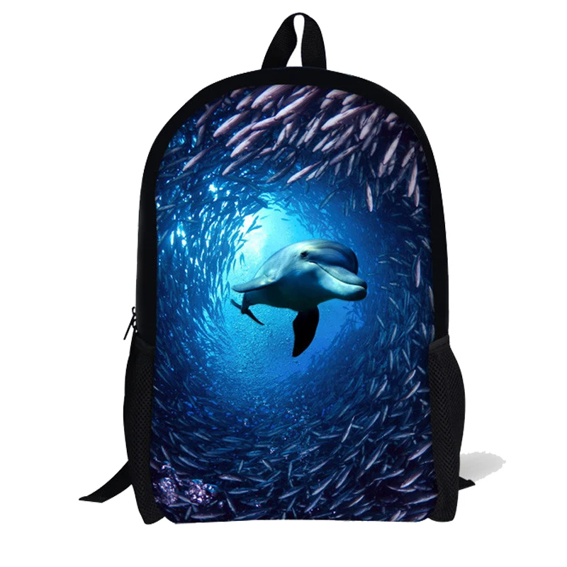 

Printing Ocean Dolphin School Bag for Teenager Girls Trendy Fashion Primary Kids Schoolbags Children Bookbags Blue