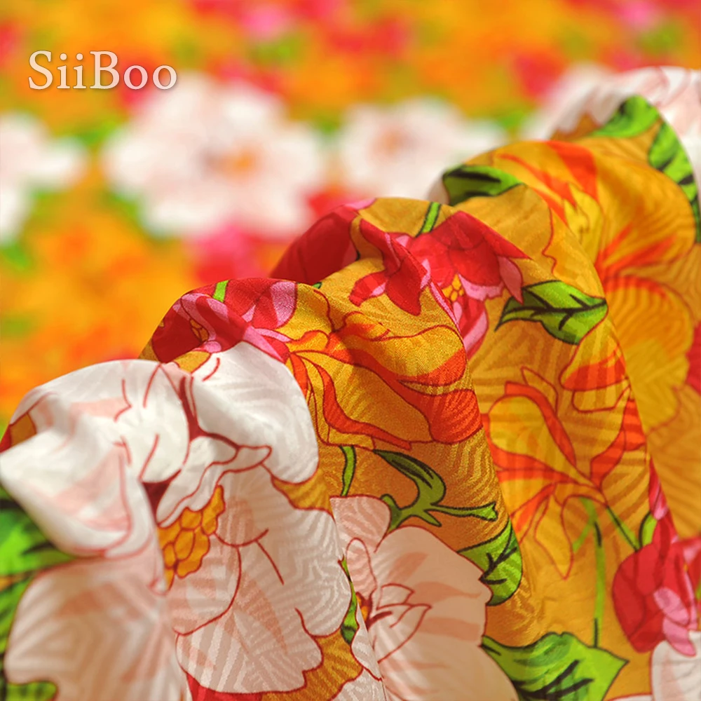 Женское платье-рубашка из 100% натурального шелка 14 мм с чудесным цветочным